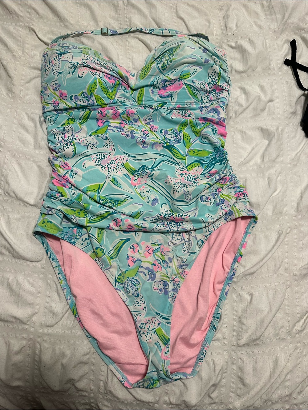 Lilly Pulitzer Floral Print Light Blue & Pink Woman’s One-Piece Swimsuit